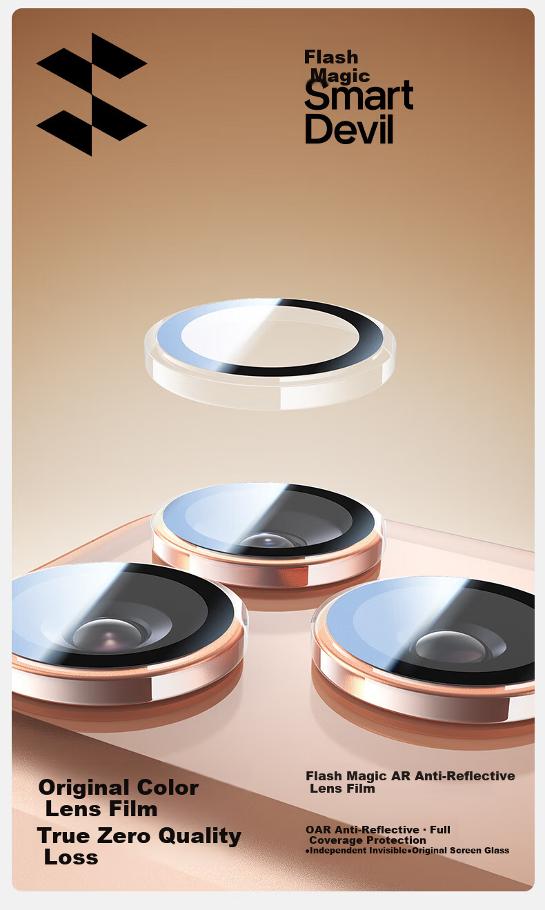 Shanmo [Corning + AR Anti-Reflective Coating] Compatible with iPhone 17 Pro Lens Film Full Coverage Lens Protective Film Independent Lens Non-Bulging Shell 1 Set 2