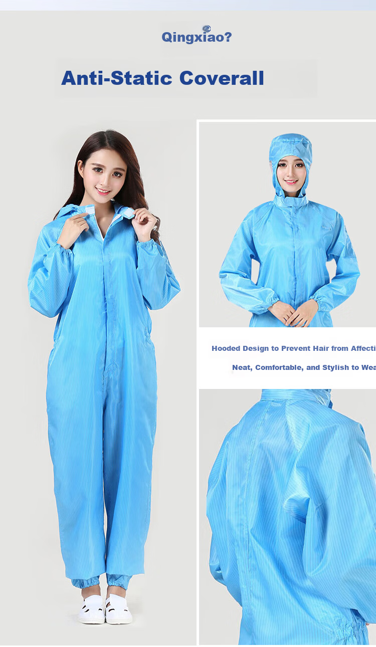 Qingxiao Anti-Static Dustproof Coverall White L Cleanroom Protective Paint Spraying Workwear 4