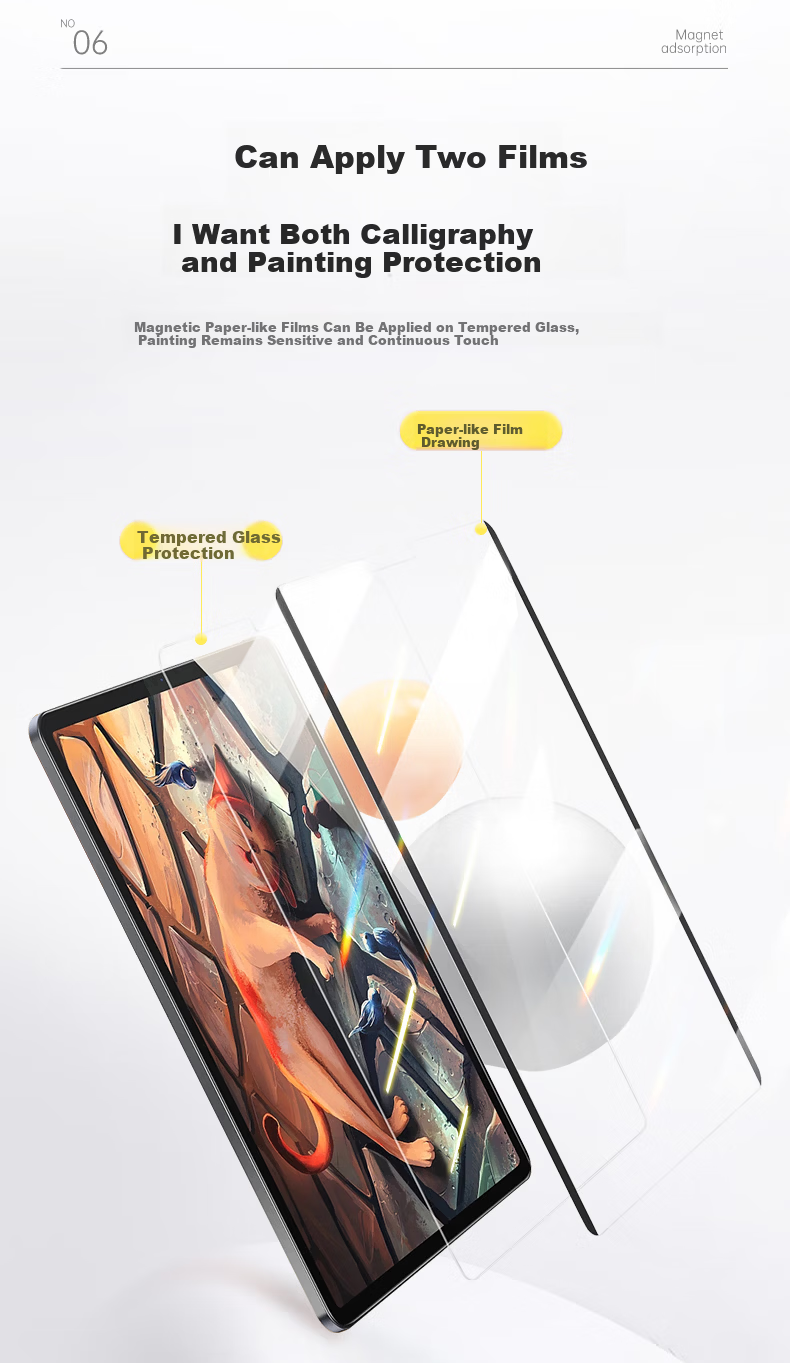 Suoying [Magnetic Detachable] Apple iPad Paper-like Screen Protector for Air 8/7/6 M4/3 Chip 11-inch 2026/25/24 Matte Writing and Drawing Tablet Protective Film 12