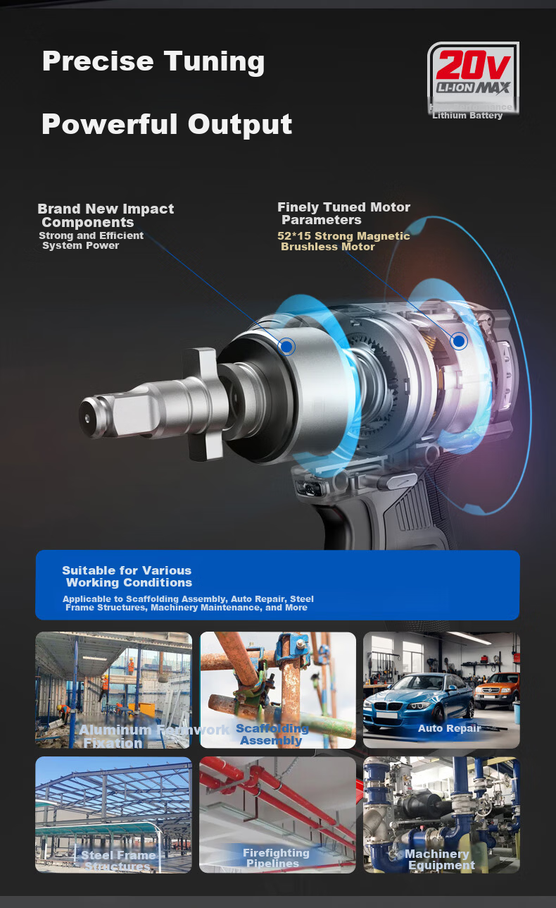 Dayi Electric Wrench High Torque 20V Lithium Battery Brushless Impact Wrench Official Genuine A7Pro588-6D 1