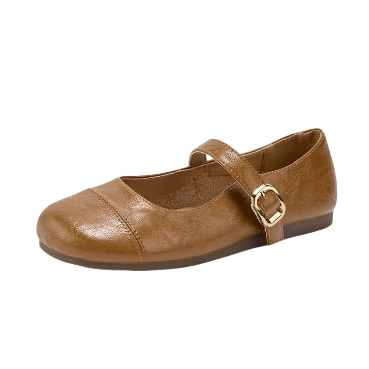 La Chapelle Women's Mary Jane Shoes Casual Versatile French Style Single Buckle Leather Shoes - SLX211 Beige Size 37
