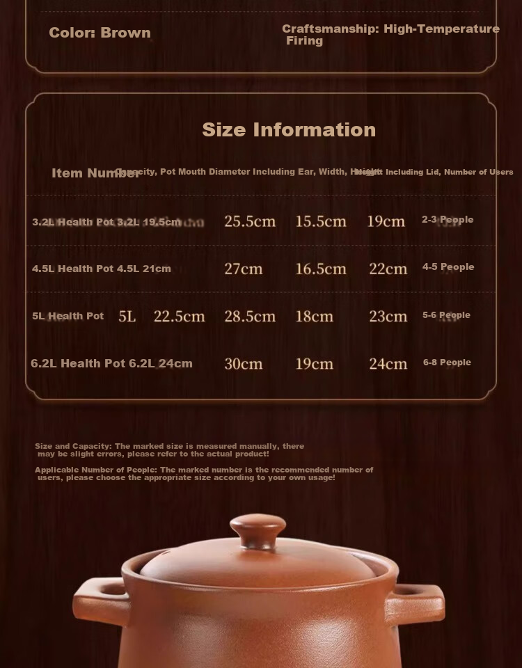 Pearson Unglazed Flat Clay Pot Soup Cooker Gas Stove Earthenware Stew Pot Household Traditional Health Soup Pot Stewing Pot 5L 24