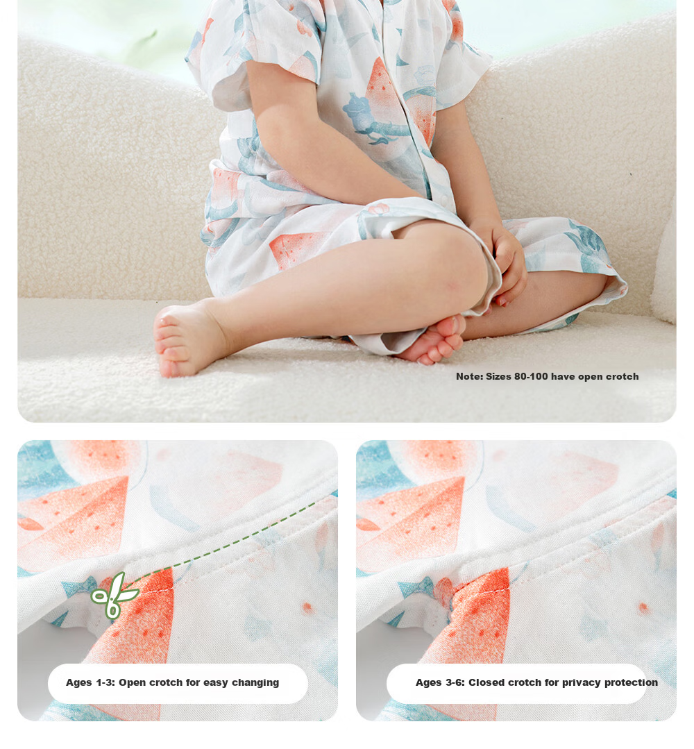 Beitaisi Children's Pajamas, Girls And Boys Summer Thin Breathable Home Wear Set, Baby Parent-Child Sleepwear Short Sleeve 8