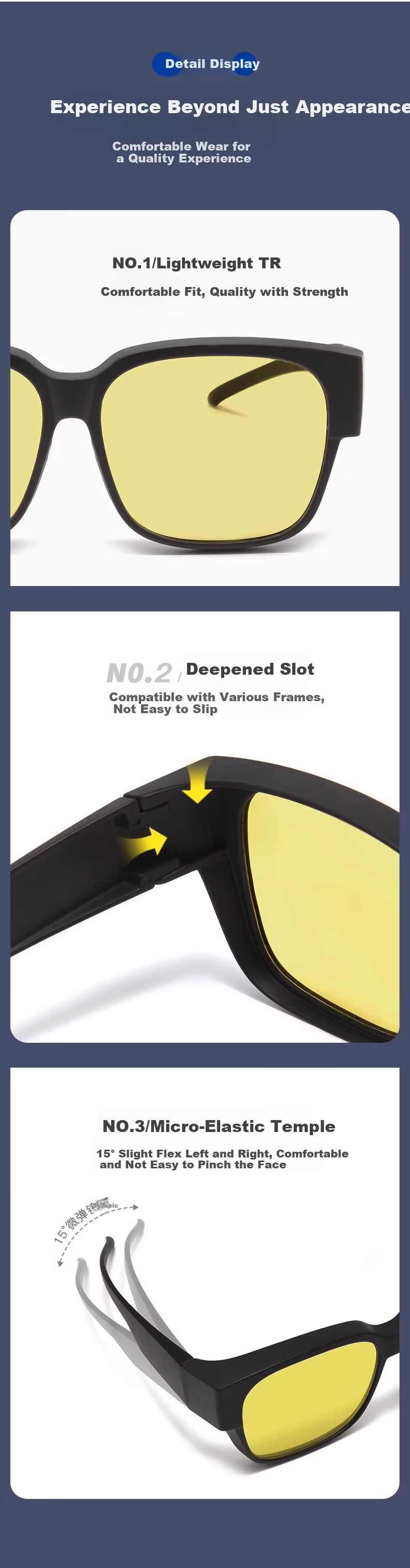 AMORAYS Day and Night Driving Anti-Glare Night Vision Glasses Men’s Nighttime Driving Prescription Clip-On Sunglasses 7
