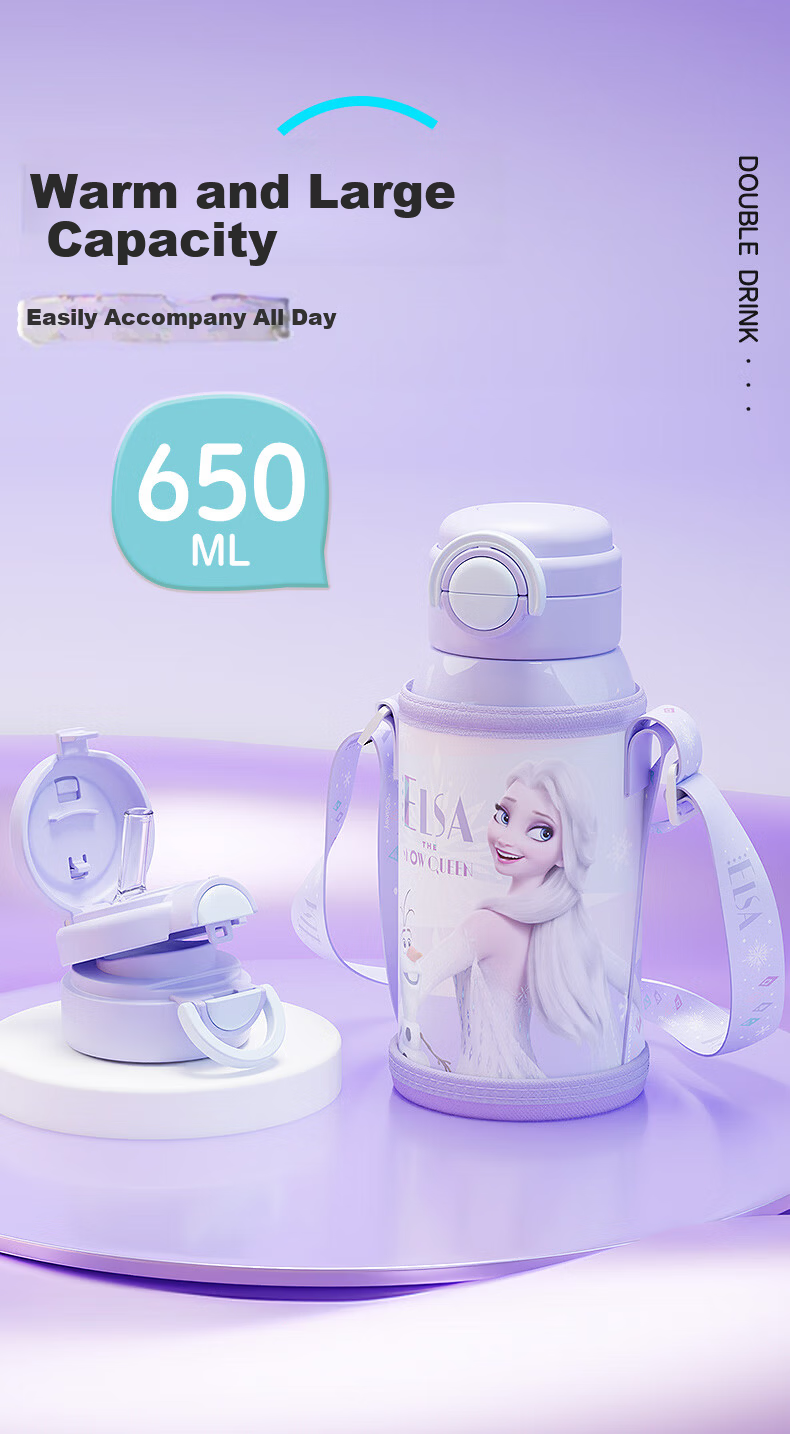 Disney Kids Insulated Water Bottle with Titanium Liner, Dual Drinking Spout, Mickey Mouse, 500ml, Suitable for Kindergarten and School Students 8