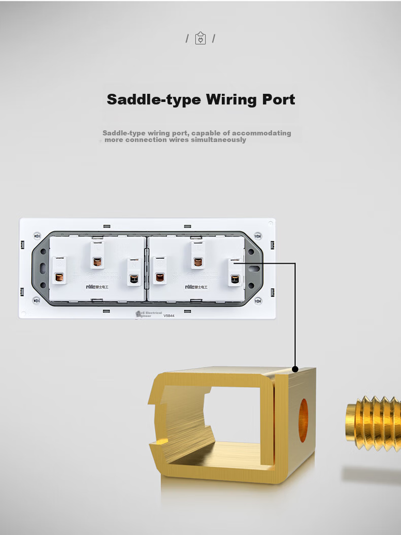 NVC Lighting Electrical Switch Socket Three-Gang Five-Hole Socket 118 Type Concealed 15-Hole Socket Ivory White 5