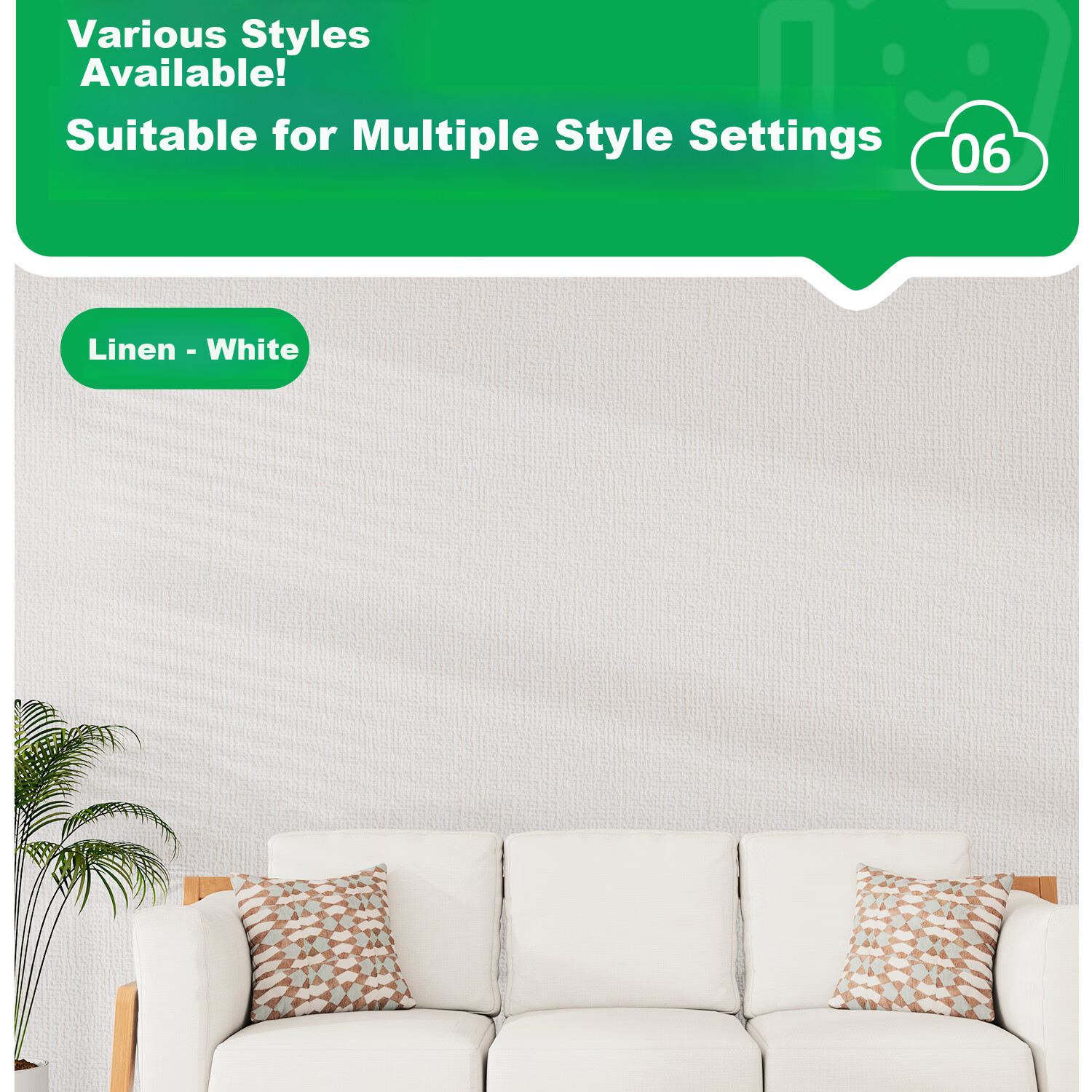 Washi 2026 New Self-Adhesive Waterproof Moisture-Proof Wallpaper Bedroom Wall Sticker Linen Beige 0.5*2.8m 23