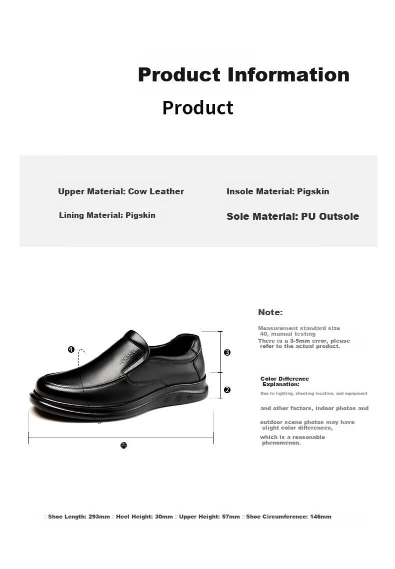 Aokang Men's Business Casual Slip-On Leather Soft Sole Comfortable Loafers Black Size 39 6