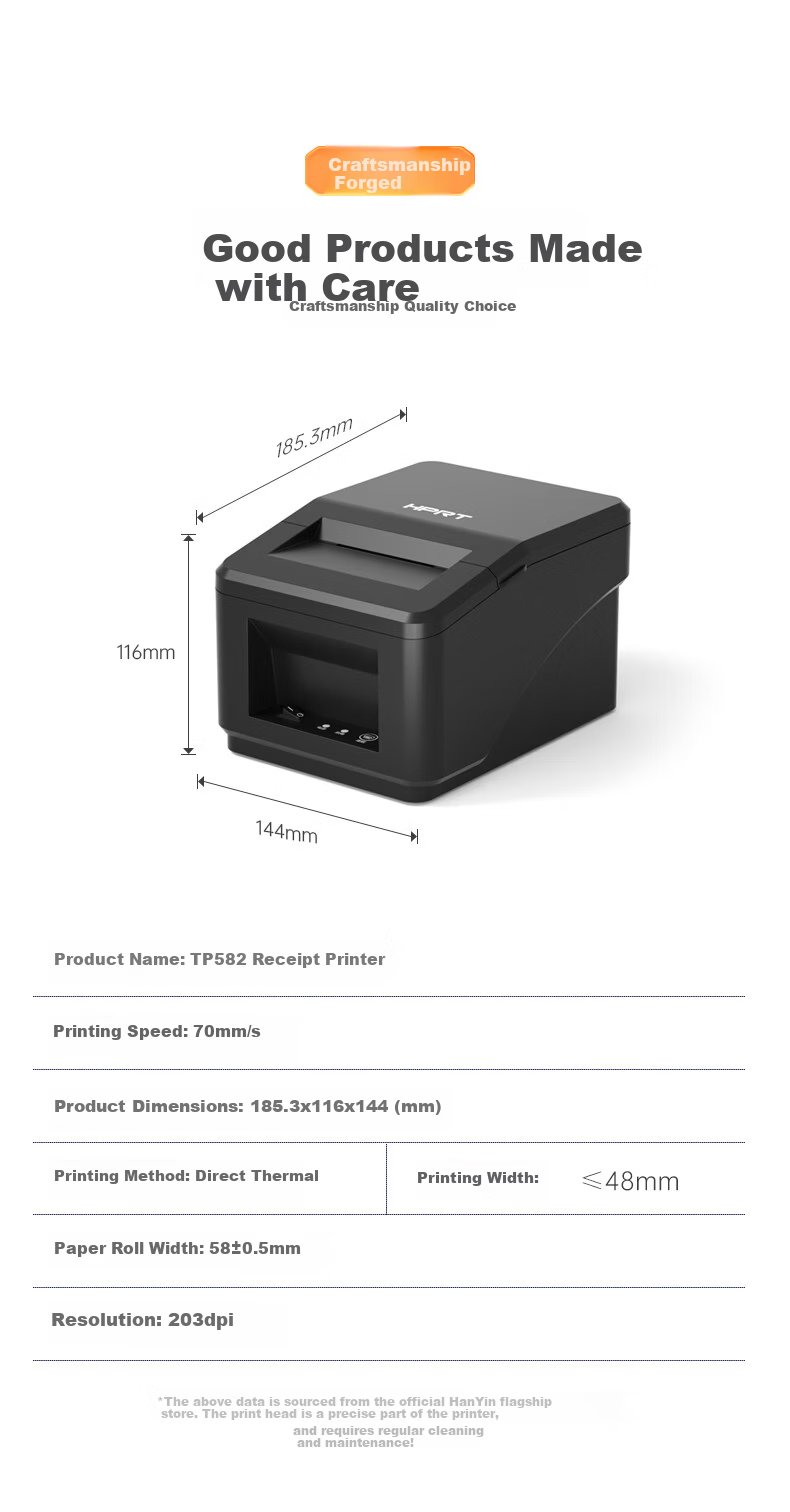 HPRT 58mm Thermal Receipt Printer for Meituan, Ele.me, Baidu Waimai - Kitchen, Restaurant Menu, Supermarket, Clothing Store TP582 PC Version 13