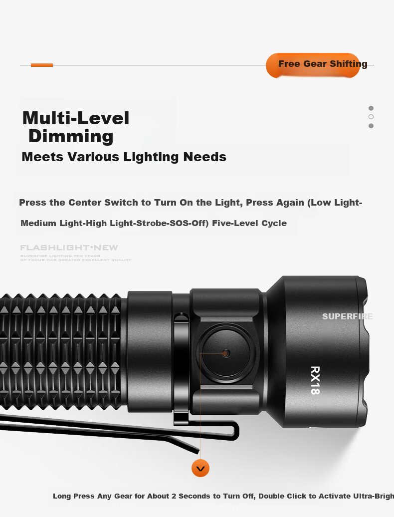 SupFire Flashlight High Brightness Long Battery Life Portable Military Outdoor Lighting Tactical Bike Emergency Light 6