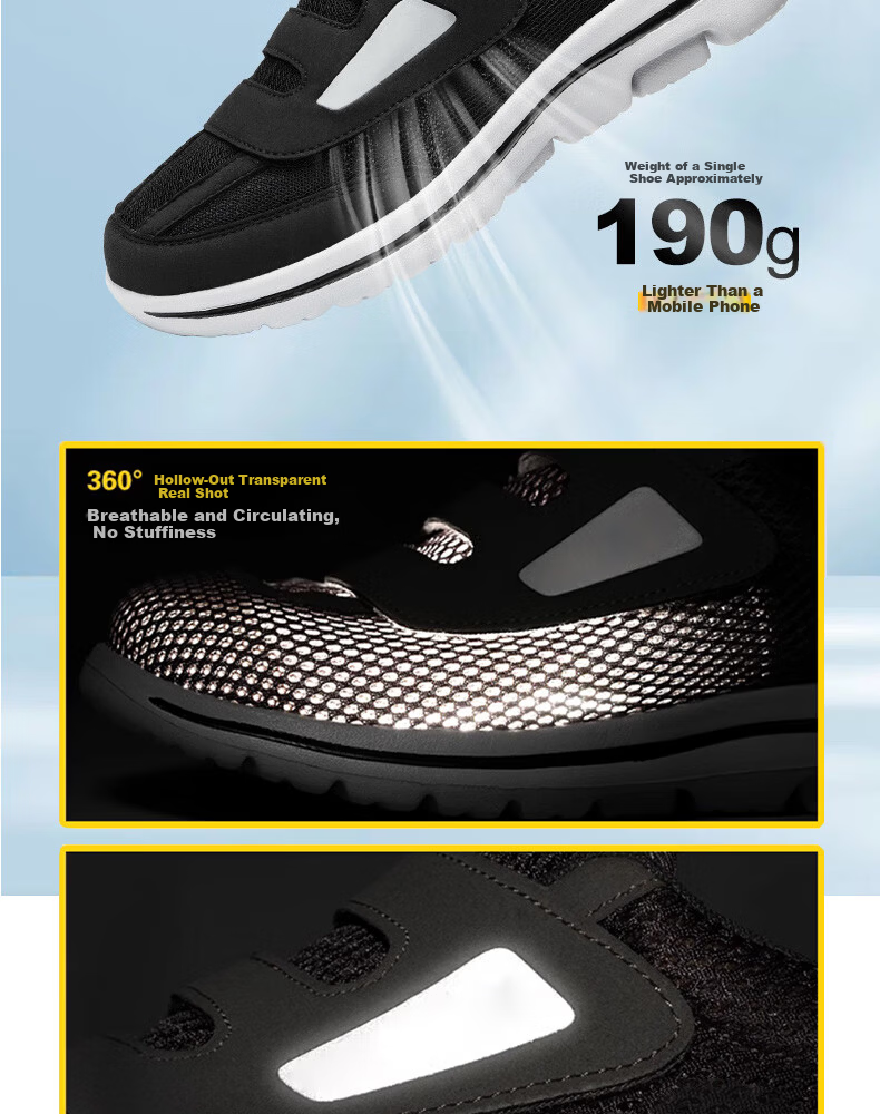 FOOTOPPO Velcro Wide Fit Shoes for Men, Breathable, Pressure-Relief, Non-Slip Elderly Shoes for Swollen and Wide Feet 2