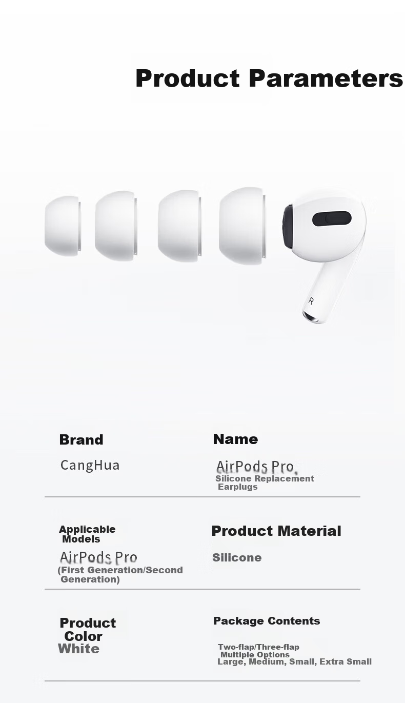 CangHua 4-Pack Earbud Tips Silicone Covers for Apple AirPods Pro 1/2 Wireless Earphones Accessories Small Size Anti-Slip Sport Earbud Caps 4