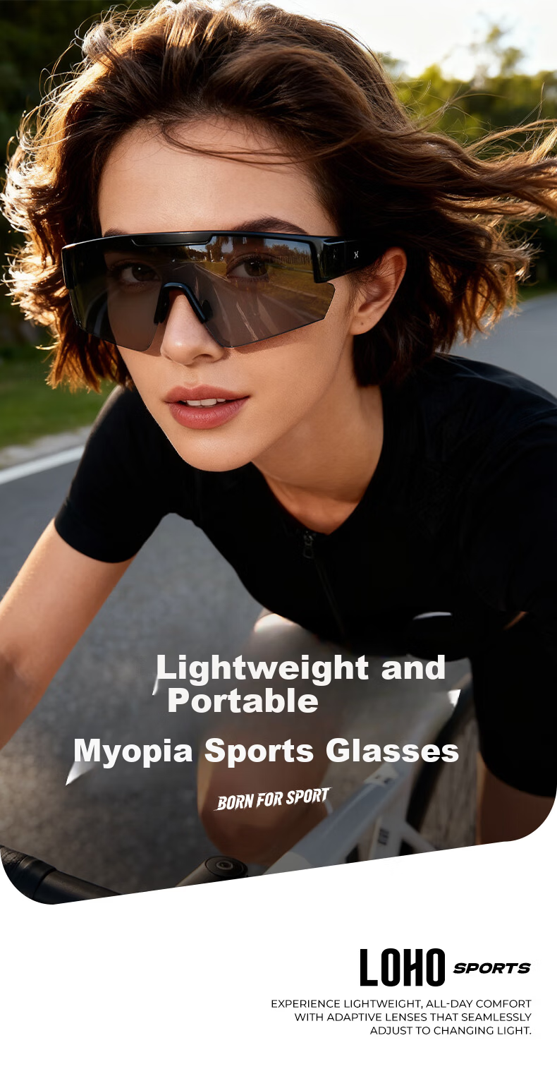 LOHO Prescription Cycling Sports Polarized Sunglasses Clip-On Photochromic UV Protection Sunglasses for Men and Women 1