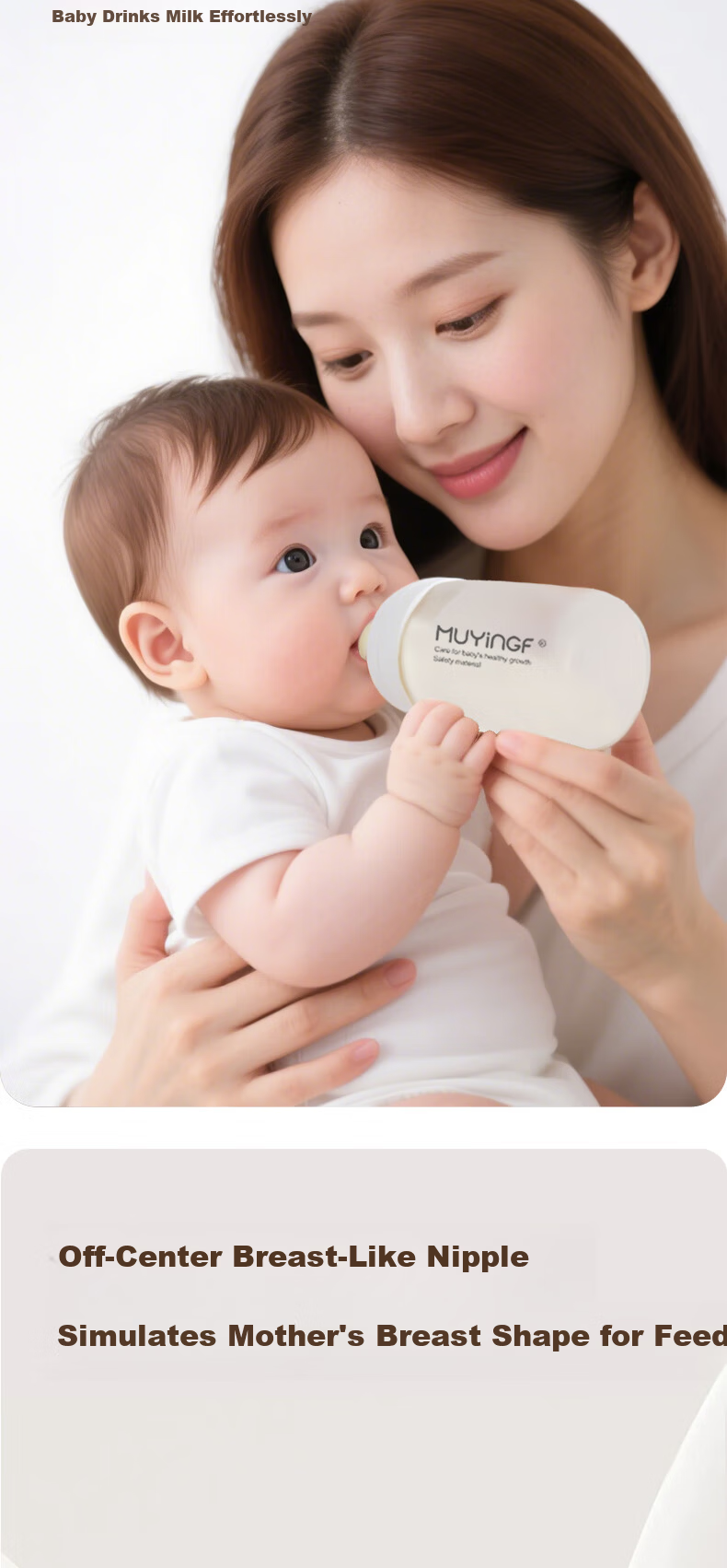 Mother and Baby Glass Baby Bottle 0-6 Months Eccentric Nipple Newborn Infant Anti-Colic Anti-Choke Feeding Gift Box 160ml 5