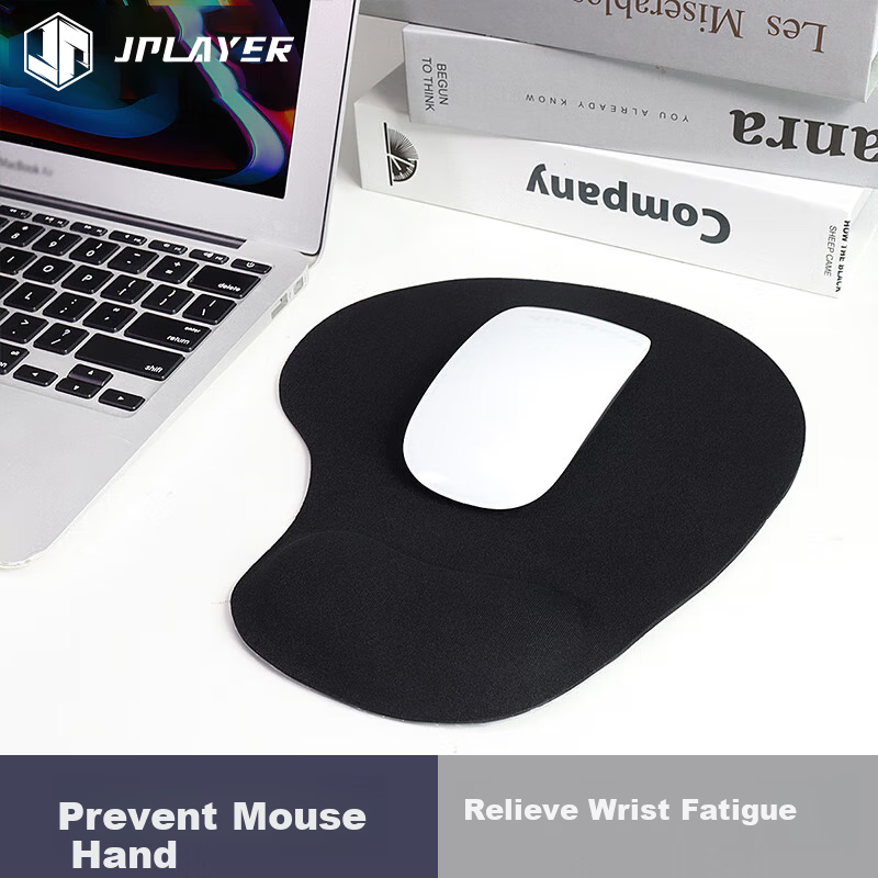 JPLAYER Laptop Wrist Rest Mouse Pad Silicone Non-Slip Integrated Wrist Support Ergonomic Design Dirt-Resistant Black for Office Typing Gaming
