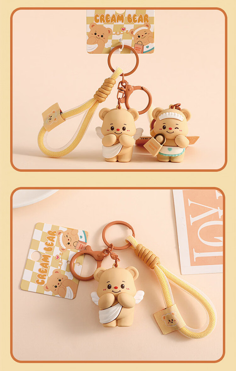 TaTanice Butter Bear Keychain Pendant Girls Backpack Charm Doll Toy Kids Children's Day Gift 3