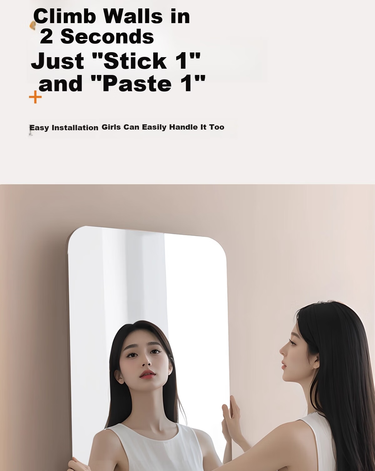 Millennium Huafu Self-Adhesive Wall Mirror Full-Length Bedroom Makeup Hanging Dressing Mirror 40*120cm 14