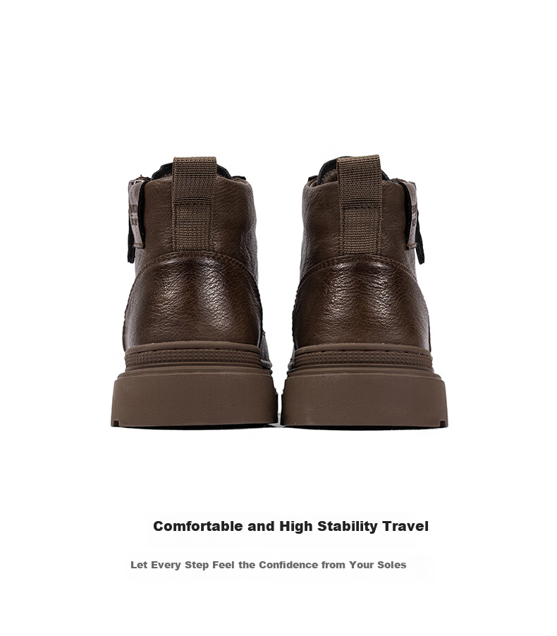 Eierkang Men's Cotton Shoes British Style Martin Boots Casual High-top Sneakers Retro Fashion Work Boots Trendy Thick-soled Shoes for Men 24