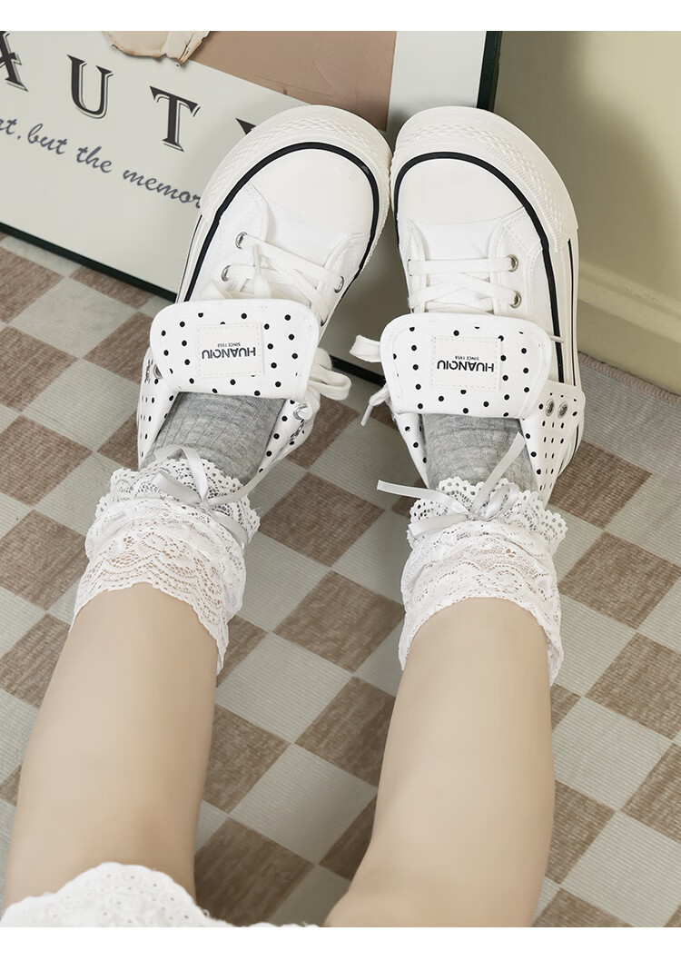HUANQIU Women's Canvas Shoes 2026 New Spring Autumn Campus Sweet Durable Lightweight Breathable Casual Sneakers 14