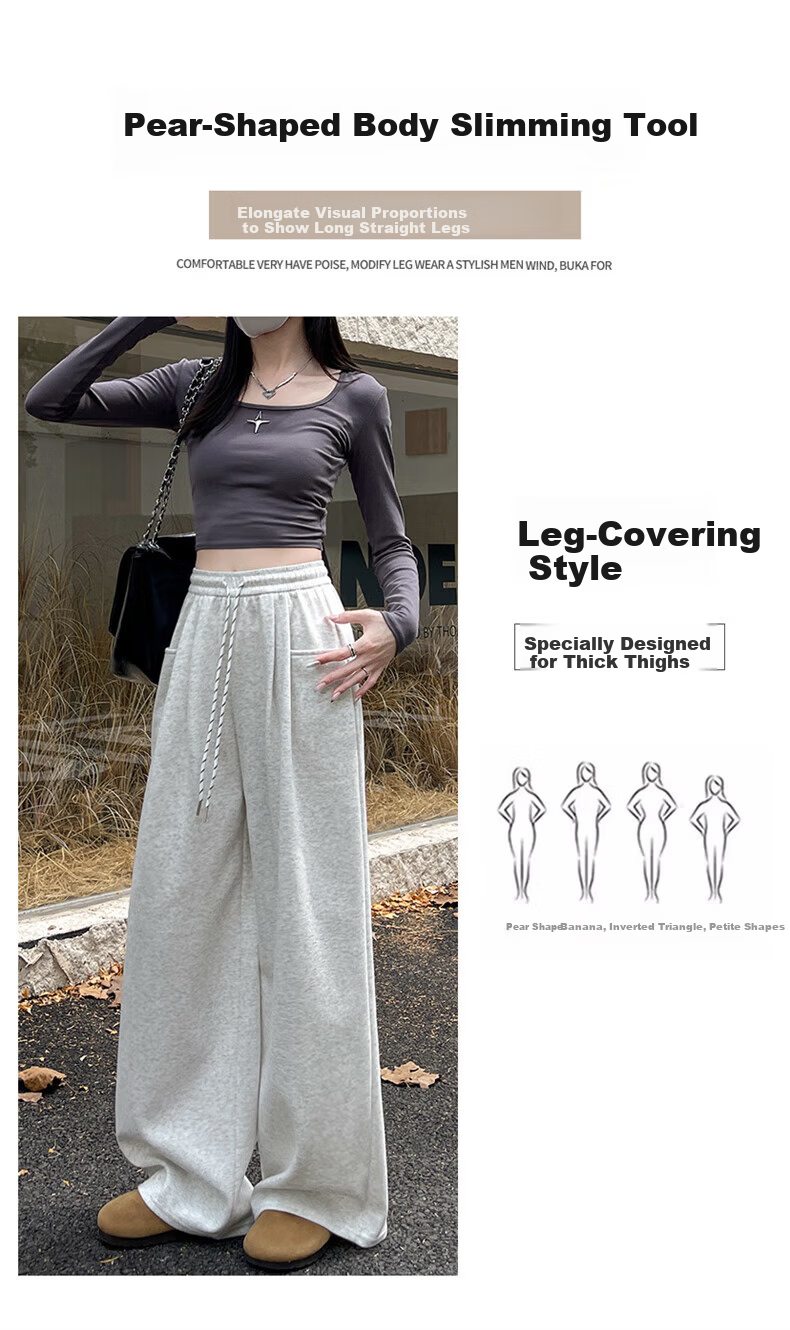 LangSha Vertical Pocket Sweatpants for Women, New Spring And Autumn 2026 Style, Slim-Fit American-Style High-Waist Loose Casual Wide-Leg Joggers 8