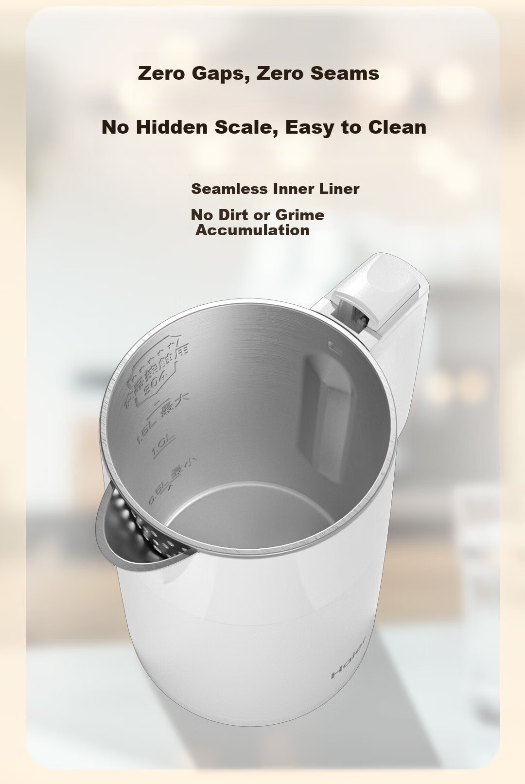 Haier Electric Kettle 304 Stainless Steel Double-Layer Anti-Scald Boiling Kettle Dry-Burn Protection Auto Power Off Household Electric Kettle 1.5L HSK-K515W 6