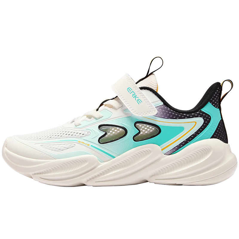 ERKE Kids Unisex Closed-Toe Sandals Children's Beach Frame Shoes Microcrystalline White/Jade Green/True Black Size 39