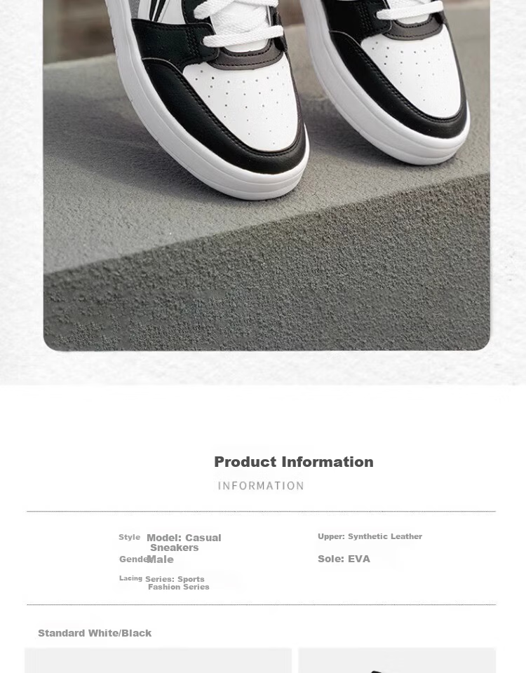 LI-NING Casual Lightweight Comfortable Shock-Absorbing Low-Top Black and White Sneakers Non-Slip Durable Men's Sports Shoes 7