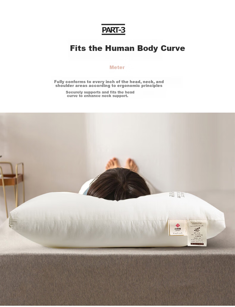 Grace Pure Cotton Class A Triple Protection Pillow, Anti-Head Oil Large White Pillow, Cervical Pillow for Home Use, Adult Pillow Core, 48*74cm 11
