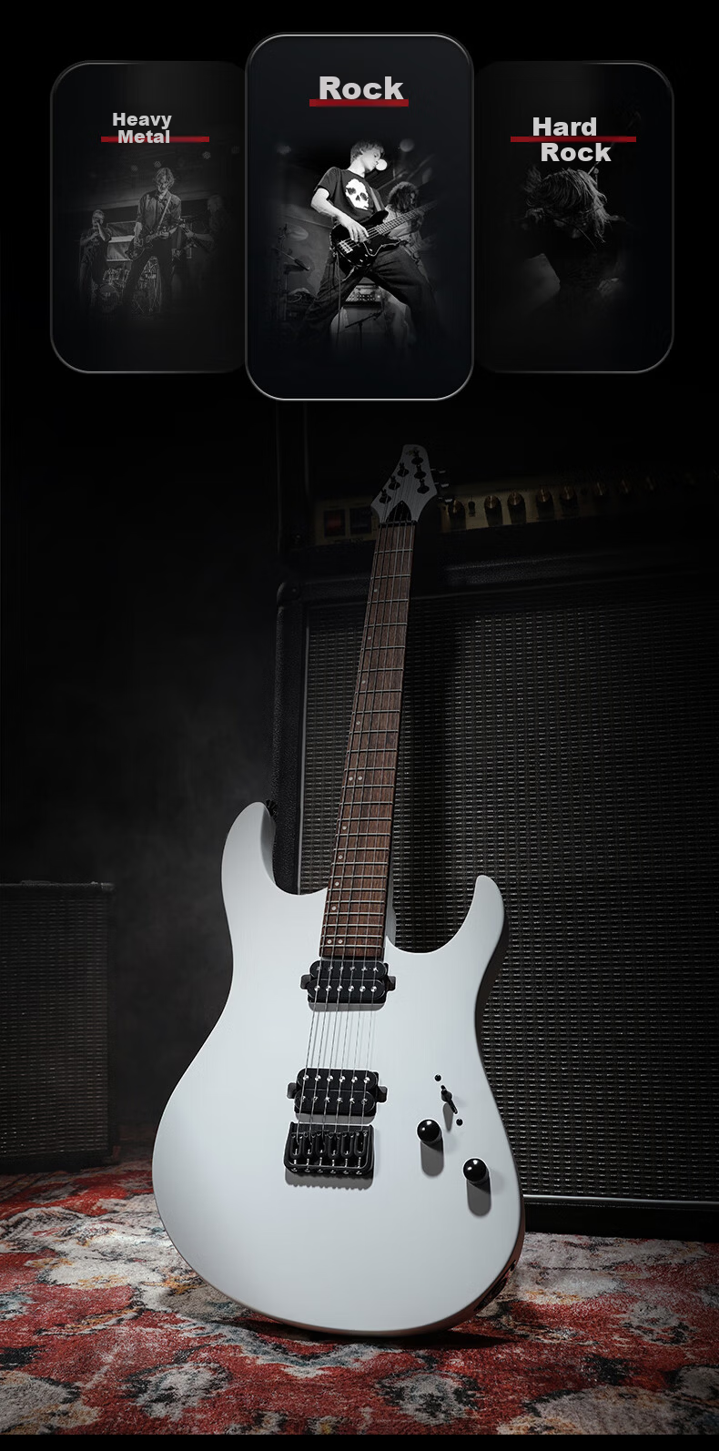 DONNER DMT-100 Electric Guitar ST Heavy Metal Rock Instrument Adult Beginner Intermediate Purple White Gradient 2