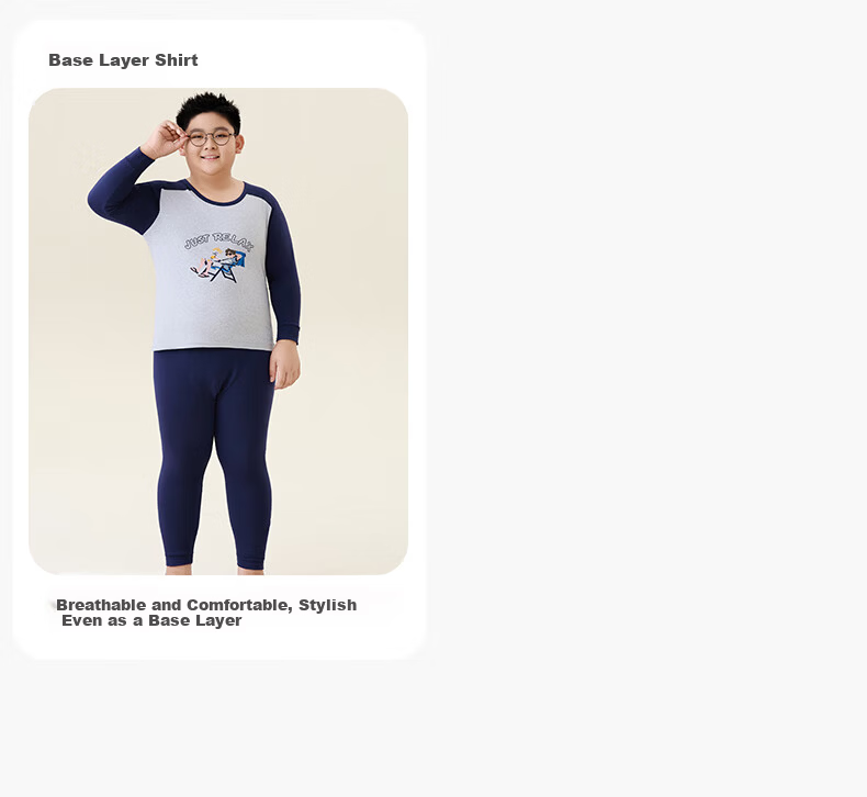 LangSha Boys' Plus Size Thermal Underwear Set Autumn Cotton Long Johns for Big Boys and Teenagers 17