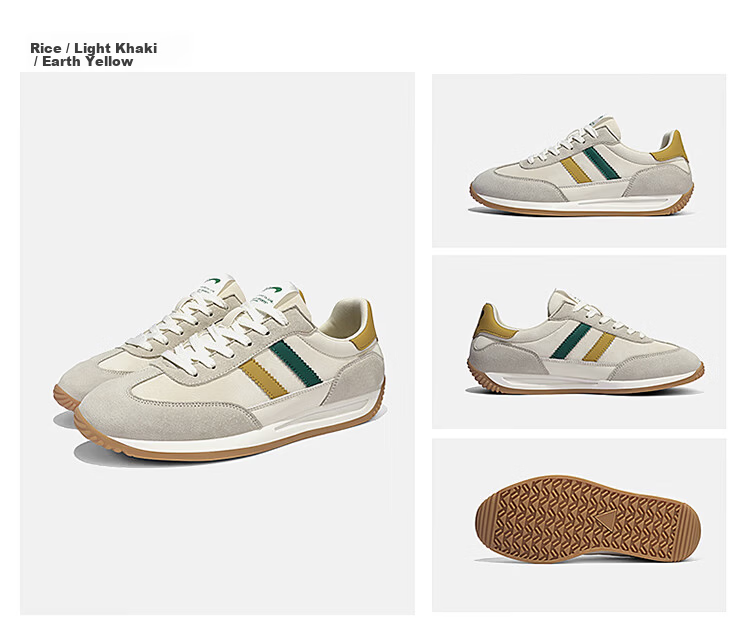 Guirenniao Men's Casual Shoes 2025 Retro Breathable Sports Running Shoes Beige/Light Khaki/Earthy Yellow Size 43 21
