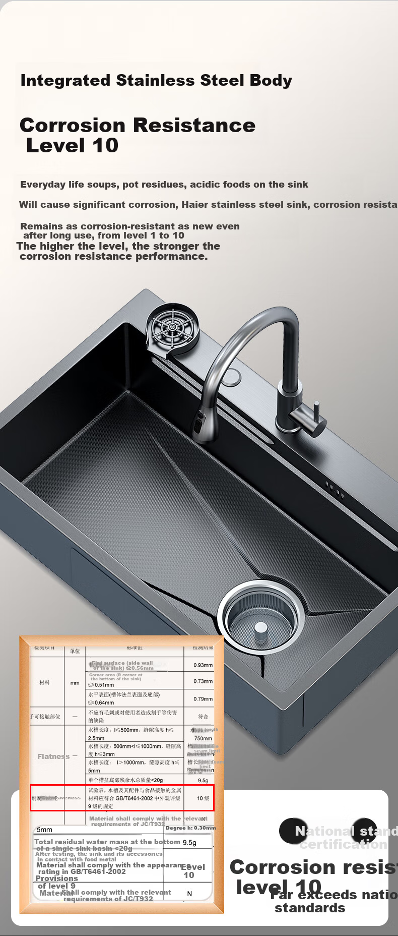 Haier 5.0 Kitchen Sink Nano Large Single Bowl Multifunctional Dishwasher Integrated Basin 304 Stainless Steel Pop-up Drain Vegetable Washing Basin 22