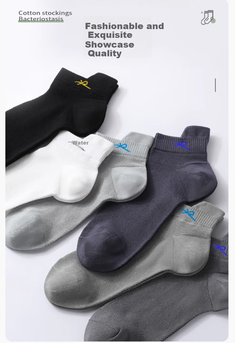LangSha Spring Summer New Men's Socks Pure Cotton 5A Antibacterial Mesh Breathable Odor-Resistant Casual Men's Socks Summer 9