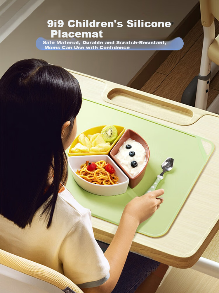 9i9 Kids Silicone Placemat Baby Food Mat Elementary School Table Mat Food Grade Heat Insulation Lunch Mat Green 1
