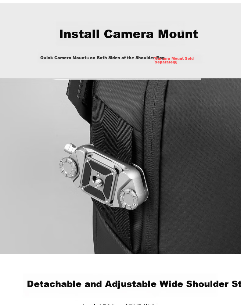 Shanmu 10L Champagne Single Shoulder Camera Bag Crossbody DSLR Mirrorless Digital Storage Waterproof Durable Lightweight Camera Backpack for Cycling Commuting 12