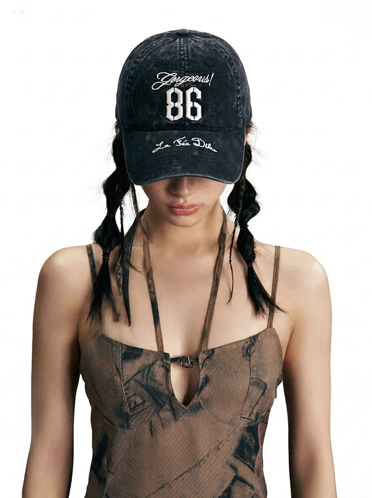MMOPTOP Heavy-Duty Washed Blue Combed Cotton Embroidered Letter Baseball Cap Versatile Face-Slimming Sunshade Visor Hat 3