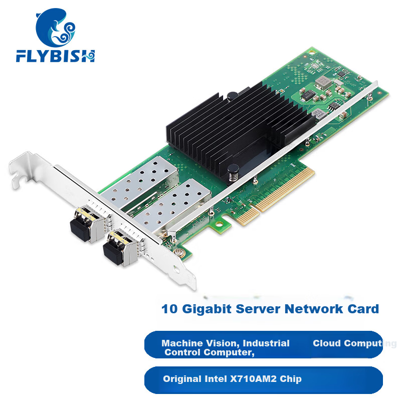 Kunyu KY-X710-2SFP+SR PCIe X8 10Gb Dual-Port Server Fiber Optic Network Card X710-DA2 with 10Gb Multimode Module Intel X710 Chip
