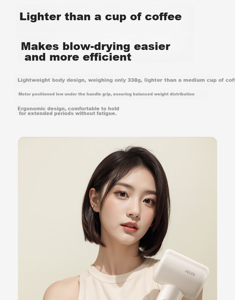 AUX High-Speed Hair Dryer Home Use Powerful Fast-Drying Ionic Hair Care Bladeless Low Noise Electric Hair Dryer 17
