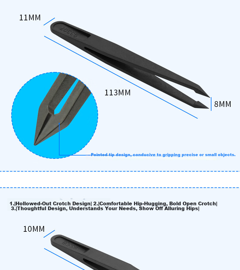 Mashifu Anti-Static Plastic Tweezers 8-Piece Set Black Non-Slip Precision Carbon Fiber Tweezers Kit with 8 Sizes 15