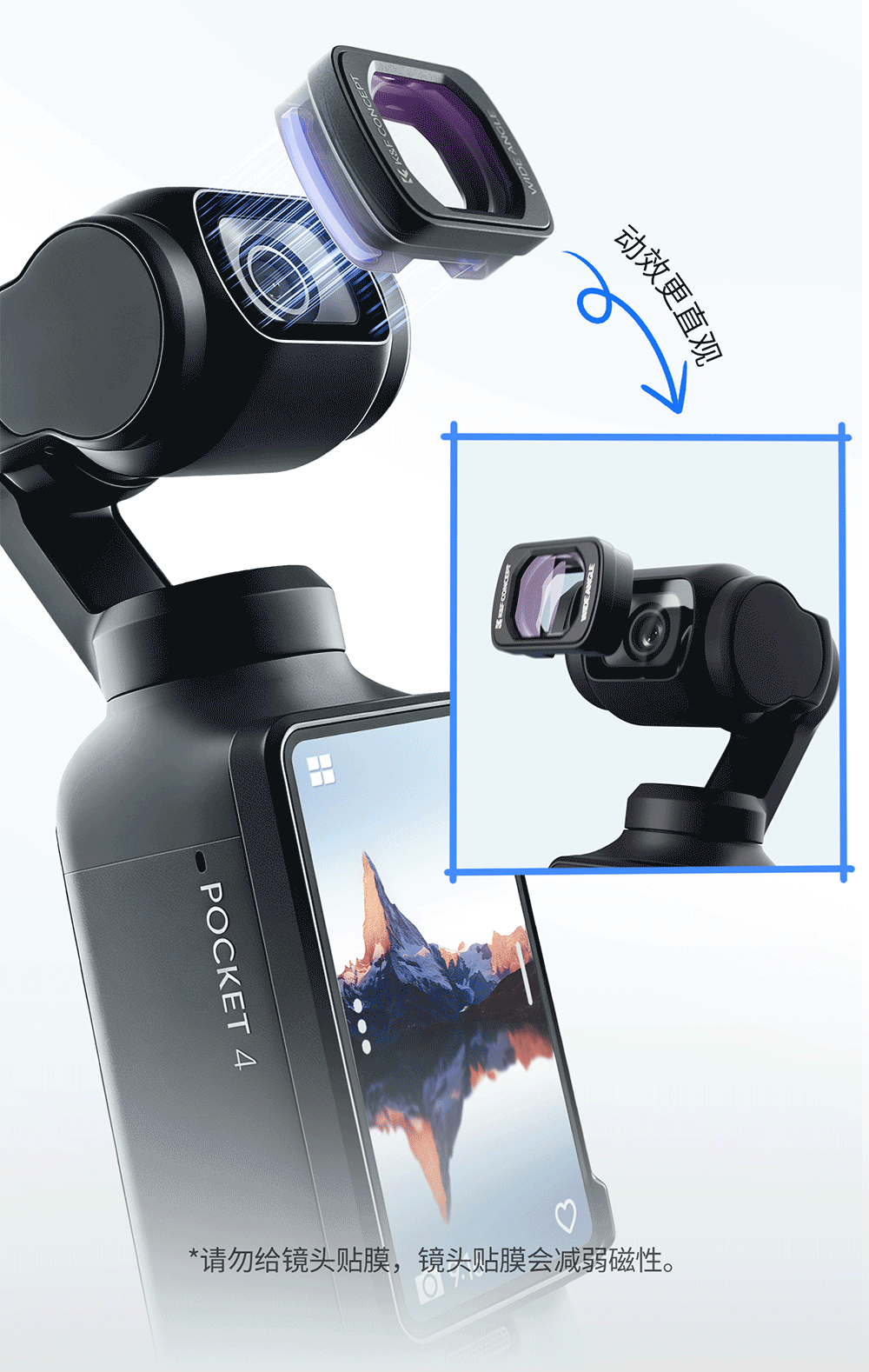 Zole DJI Pocket 4/3 Filter Sports Camera Filter Kit DJI Accessories Magnetic Quick-Release CPL Polarizing Filter 17