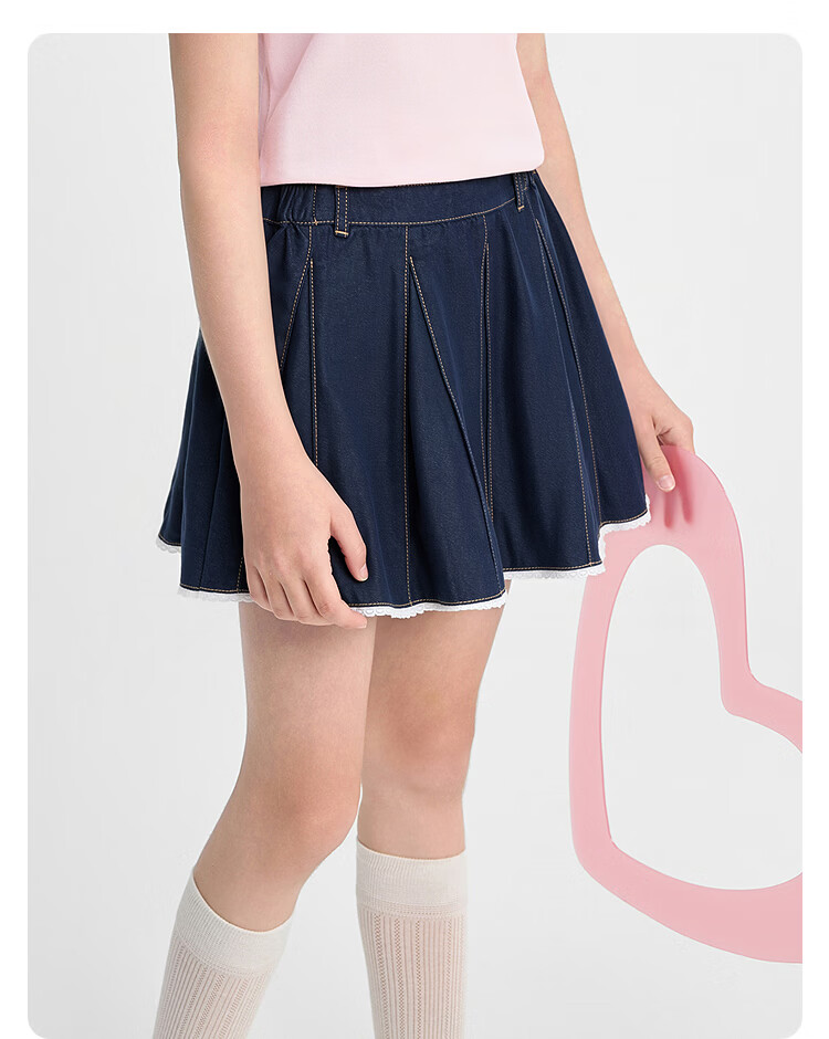 Balabala [balaOne] Girls' Denim Skirt Summer 2026 Sweet Children's Skirt 22