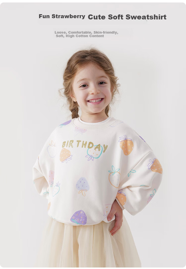 MARC&JANIE Girls' Sweatshirt Spring and Autumn Cartoon Print Loose Fit Sportswear Children's Top 240139 1