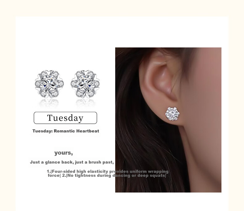 Chow Tai Fook Weekly Light Luxury High-End Silver Stud Earrings for Women Gift Box Birthday Present for Girlfriend 6
