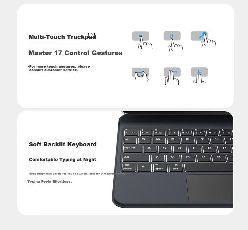 B.O.W Hangshi HA354 2025 New iPad Magic Keyboard for 9th Gen, Compatible with Apple Air 5/4, Magnetic Floating Protective Case, Five-Level Backlight Integrated, Black 20