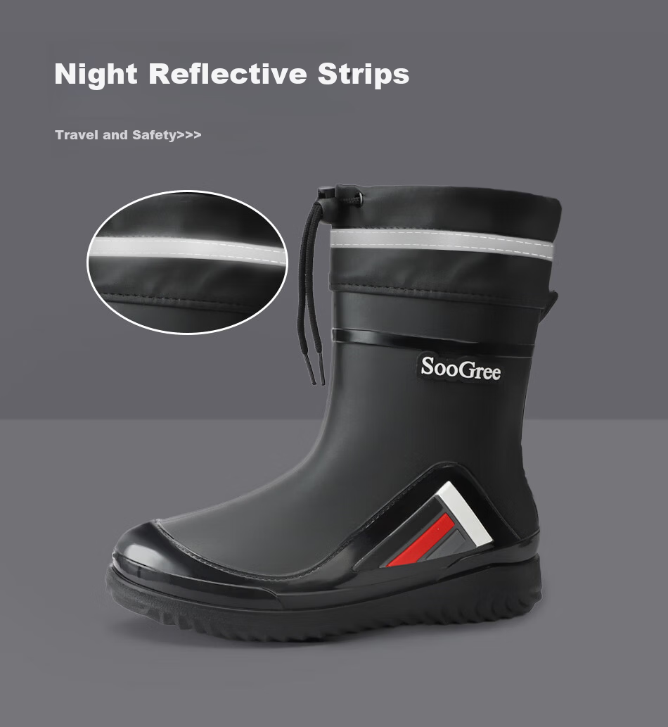 SooGree Men's Mid-Calf Waterproof Non-Slip Durable Rain Boots Outdoor Work Fashion Rubber Shoes 3