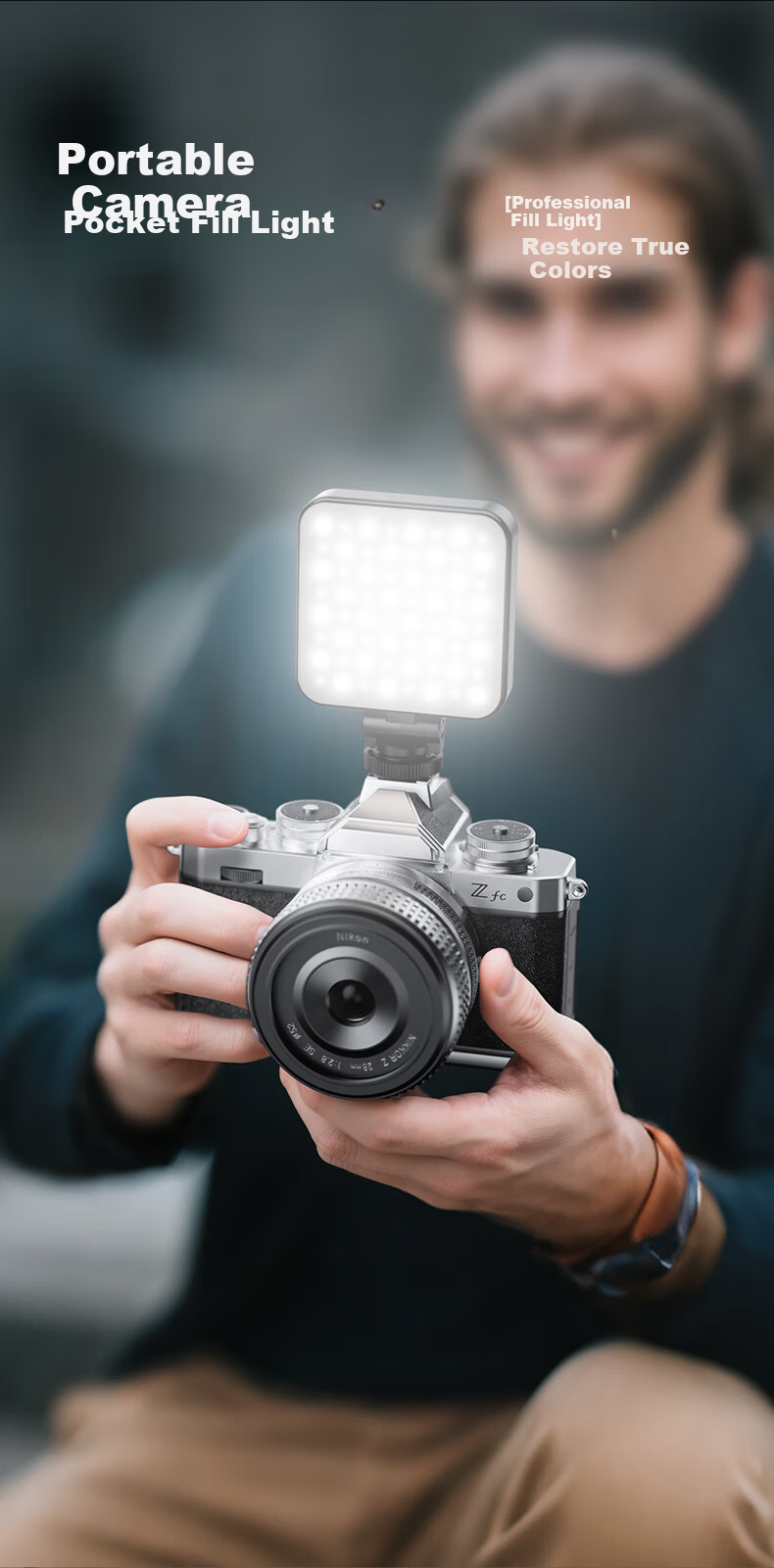 Llano Portable LED Pocket Bi-Color Fill Light Live Streaming Photography Light for Mirrorless Cameras and Smartphones Indoor Portrait Constant Light Built-in 2000mAh Battery Long-lasting 2