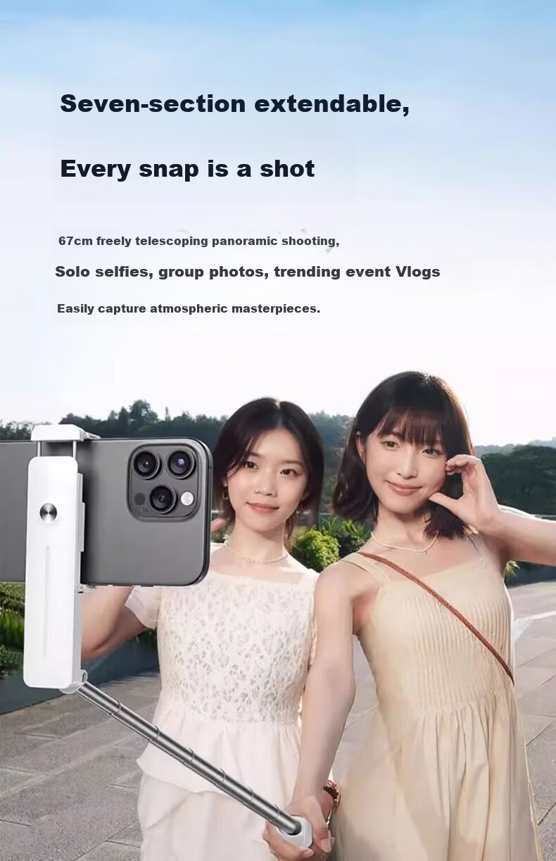 Lingchen Ultra Mini Selfie Stick Live Streaming Phone Stand Floor Mount 360-Degree Rotation Fully Automatic Multifunctional Live Shooting Handheld Anti-Shake Travel Photo Handle Compact Portable 12