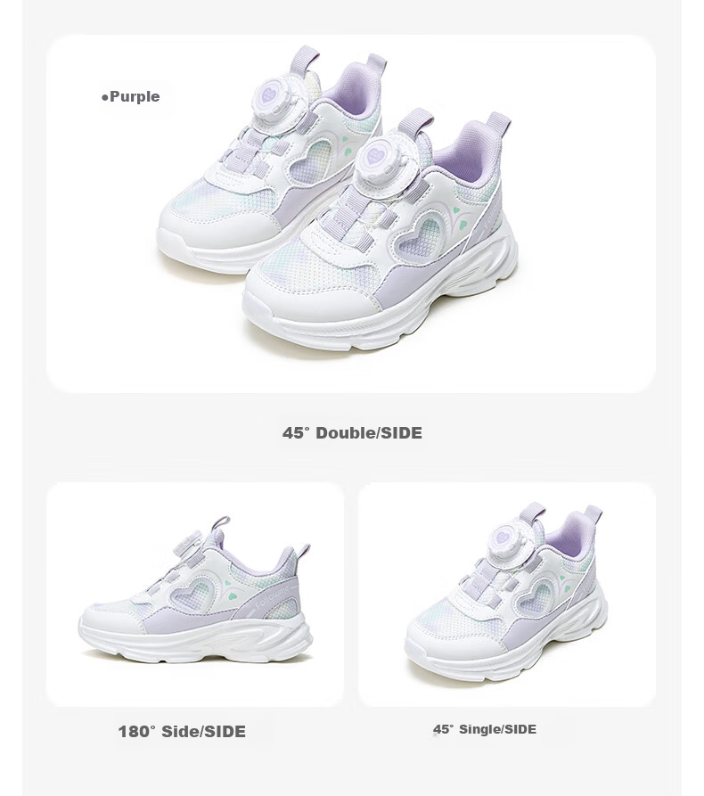 Fulromy Girls' Sports Shoes Spring and Autumn Large Kids Convenient Dial Buckle Soft Sole Casual Shoes Purple Size 28 10