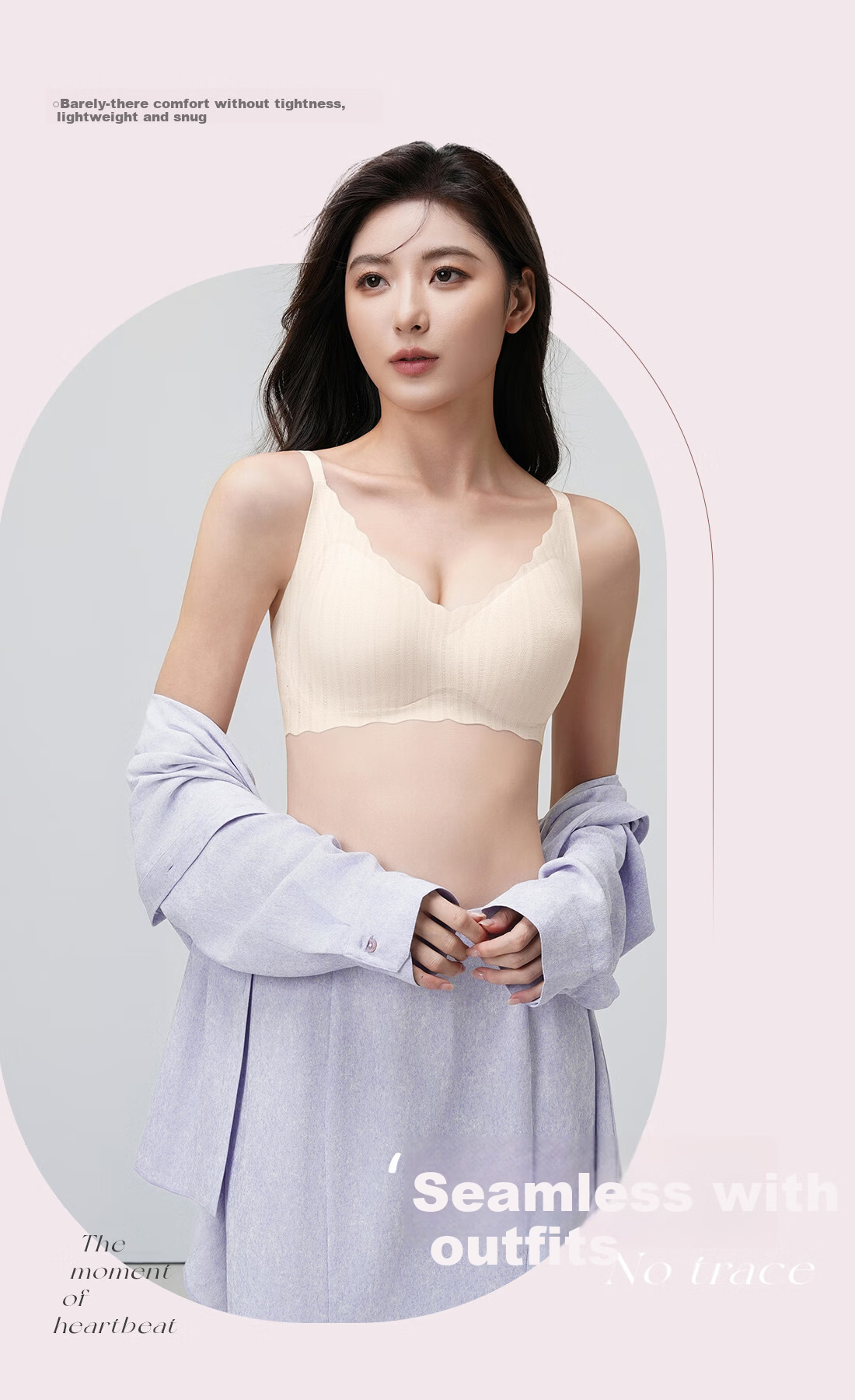 Ordifen Grade 7 Antibacterial Underwear Black Technology W-Shaped Soft Support Push-Up Side Breast Gathering Skin-Friendly Breathable Lace Sweet Bra 17