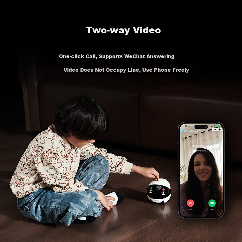 Enabot EBO Air 2 Plus Whole Home Mobile Surveillance Camera Video Call Elderly Children Pet Monitoring EBO AI Companion Robot [Liumu White]
